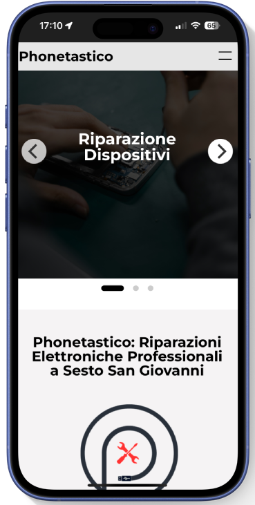 iPhone mockup with Phonetastico website